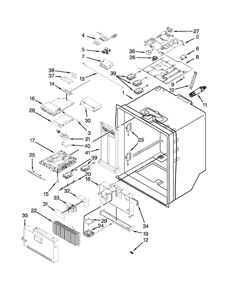 Refrigerator Liner Parts Diagram and Parts List for MFT2976AEM02  Maytag Refrigerator