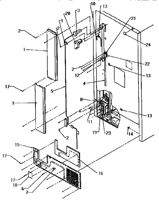 Cabinet Back Diagram and Parts List for TX18R-P1158412W  Amana Refrigerator