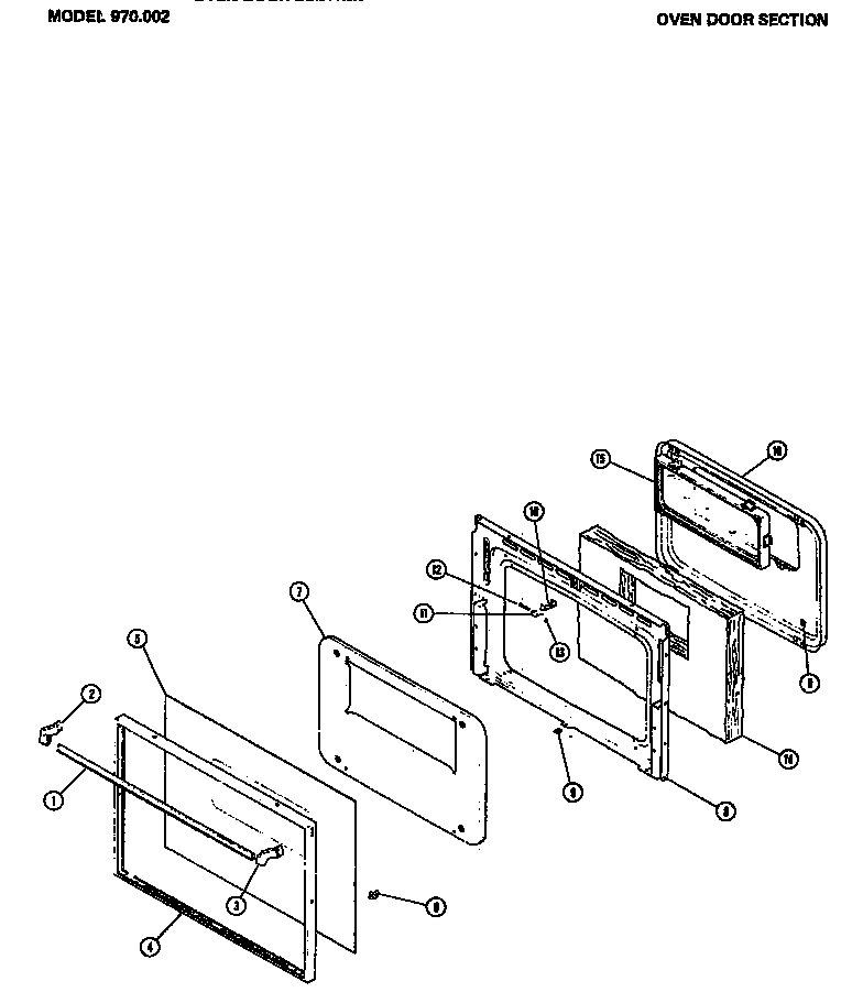 04 - OVEN DOOR SECTION Diagram and Parts List for 970002  Maytag Range