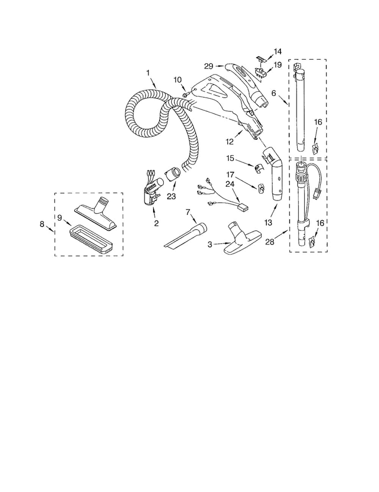 Hose And Attachments Diagram and Parts List for 11620512002  Kenmore Canister Vacuum