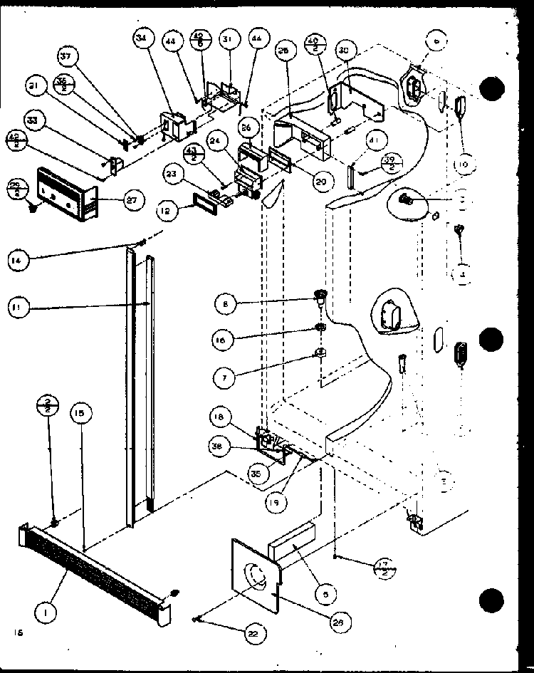 Refrigerator/freezer Control And Cabinet Part Diagram and Parts List for 2599CIWL-P1121501WL  Amana Refrigerator