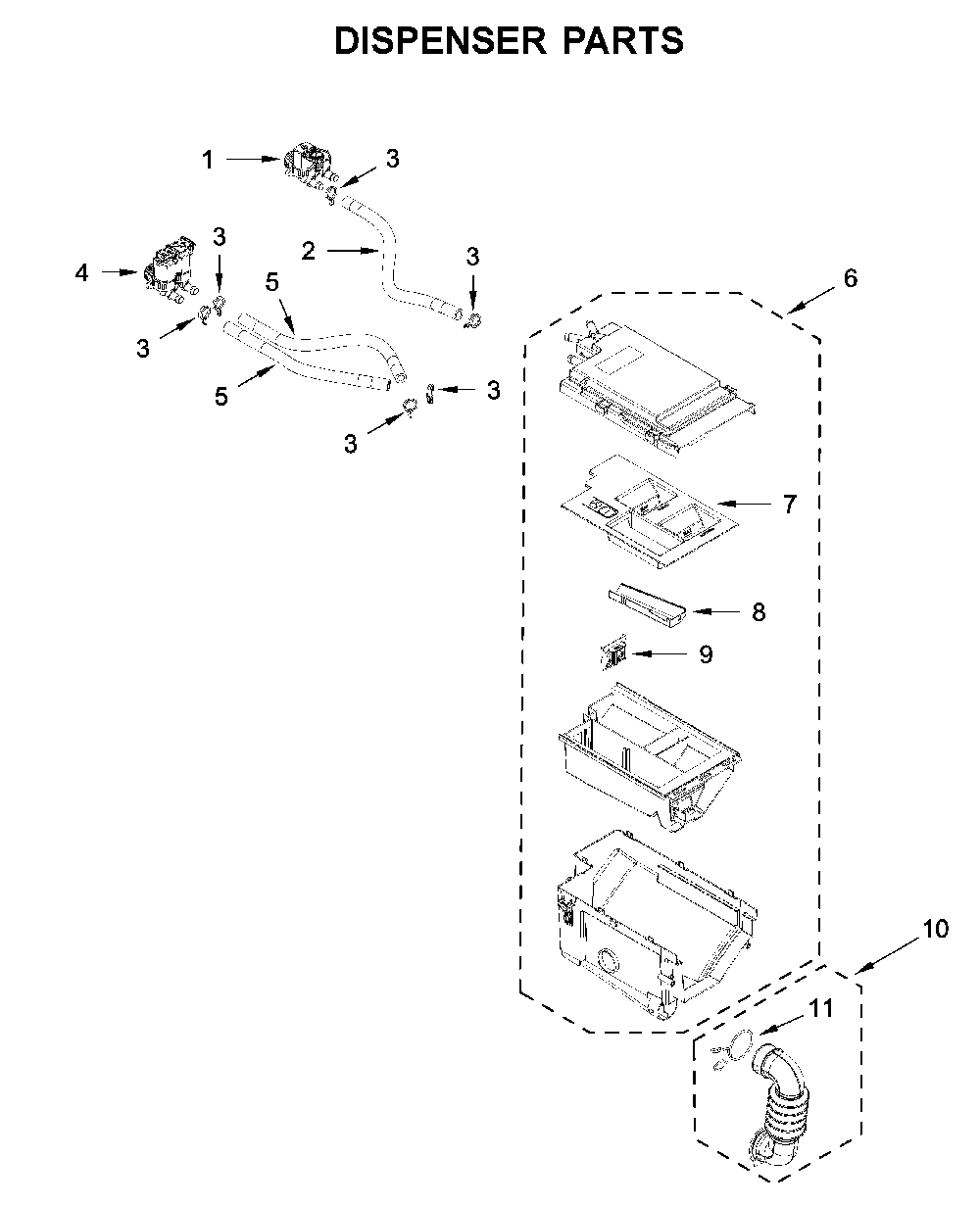 Dispenser parts Diagram and Parts List for MHW6630HW2  Maytag Washer