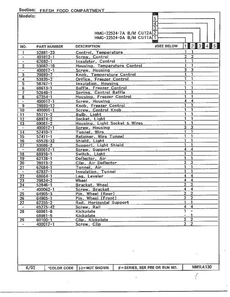 Fresh Food Compartment  Page 2 Diagram and Parts List for 22524-7A  Admiral Refrigerator
