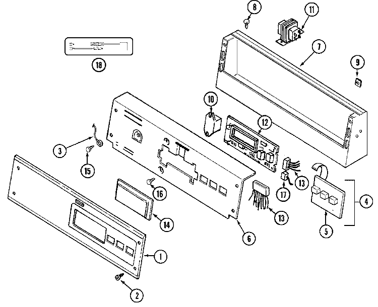 CONTROL PANEL Diagram and Parts List for MDE10PRACW  Maytag Dryer