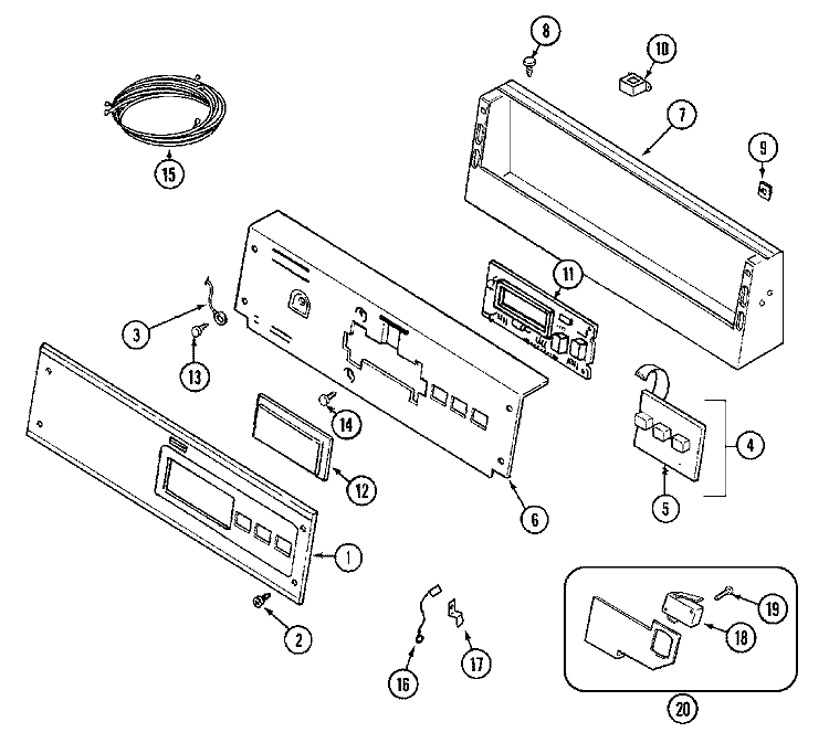 CONTROL PANEL Diagram and Parts List for MDE14PNAGW  Maytag Dryer