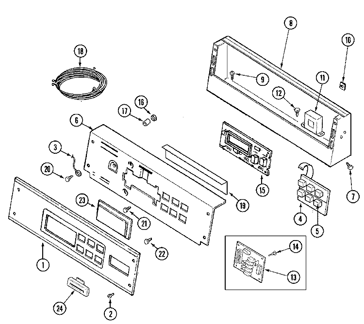 CONTROL PANEL Diagram and Parts List for MAH21PRDWW  Maytag Washer