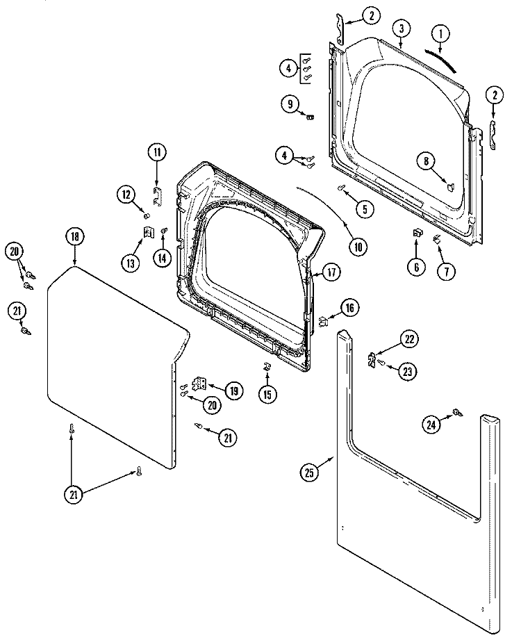 DOOR Diagram and Parts List for MDE14PNAZW  Maytag Dryer