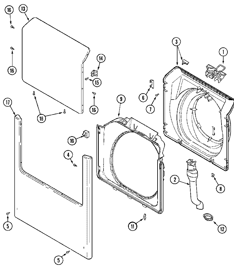DOOR & FRONT PANEL Diagram and Parts List for MAH21PNDWW  Maytag Washer