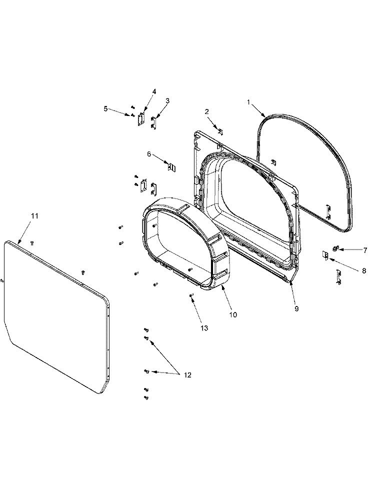 DOOR Diagram and Parts List for MLG23PRFXW  Maytag Dryer