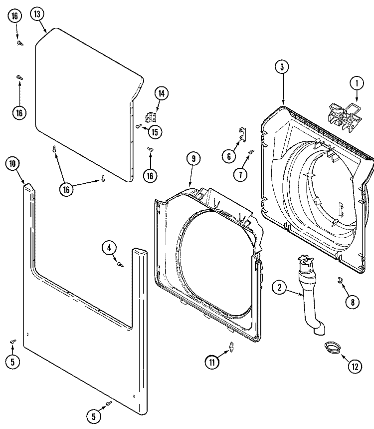 DOOR, SHROUD, & FRONT PANEL Diagram and Parts List for MAH21PRDWW  Maytag Washer