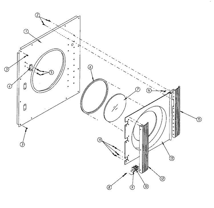 FRONT PANEL / MAIN DOOR ASSEMBLIES Diagram and Parts List for MDG120P1HW  Maytag Dryer