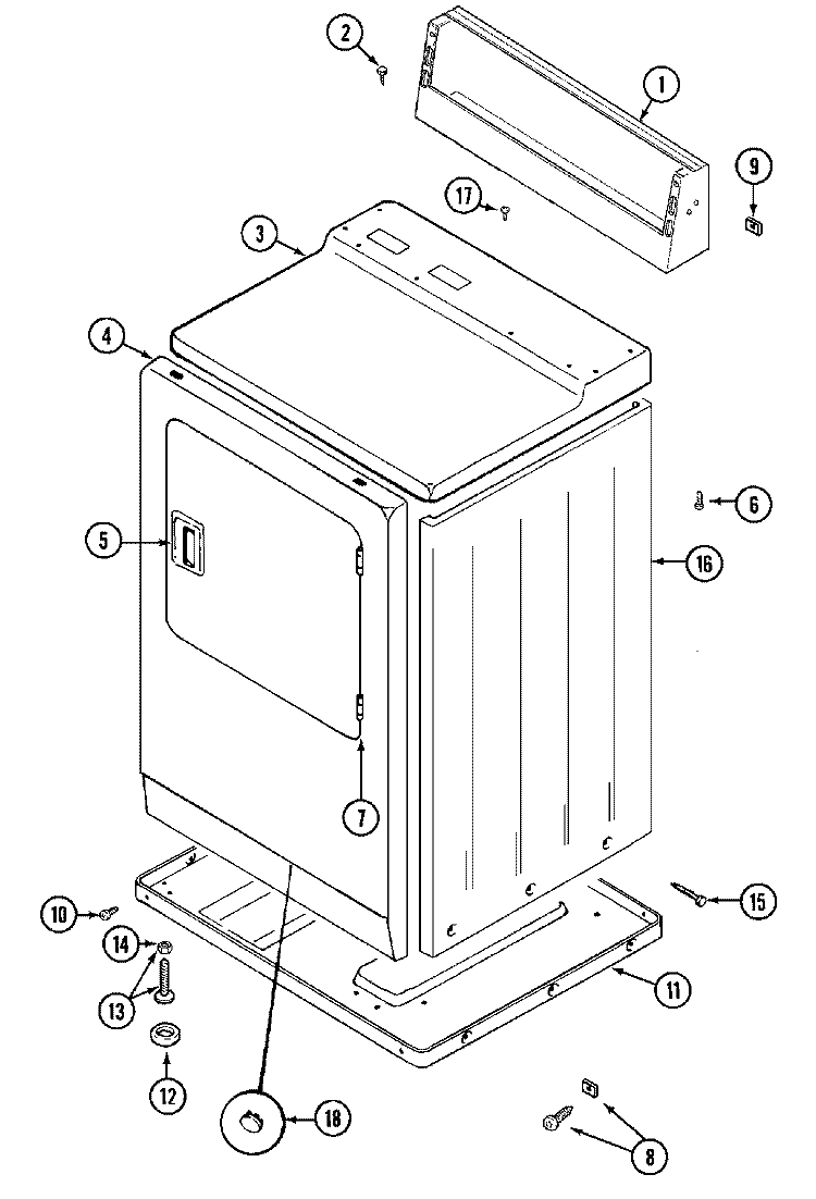 CABINET (FRONT) Diagram and Parts List for MDE10MNADW  Maytag Dryer