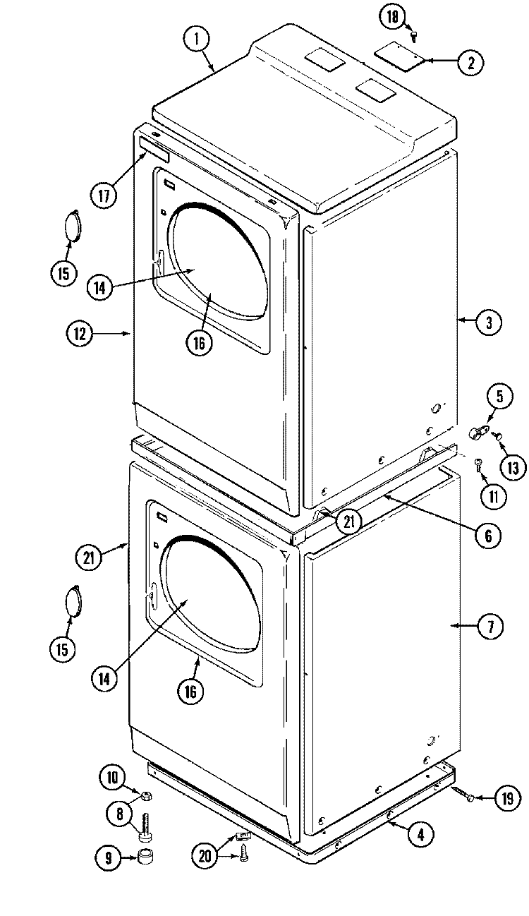 FRONT Diagram and Parts List for MDE13CSAKL  Maytag Dryer