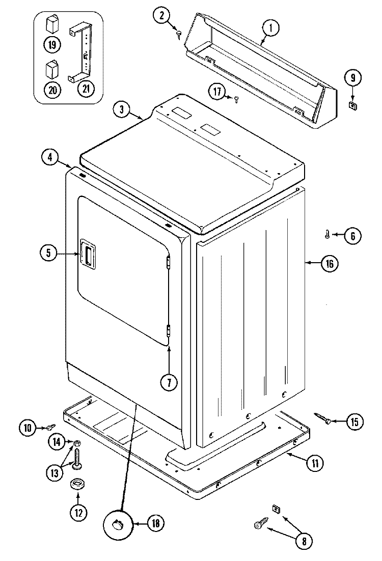CABINET - FRONT Diagram and Parts List for MDE10PDEGL  Maytag Dryer