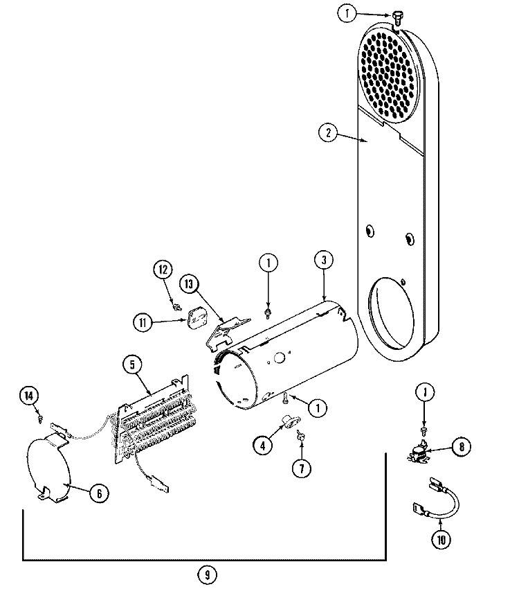 HEATER Diagram and Parts List for MDE16CSDGW  Maytag Dryer