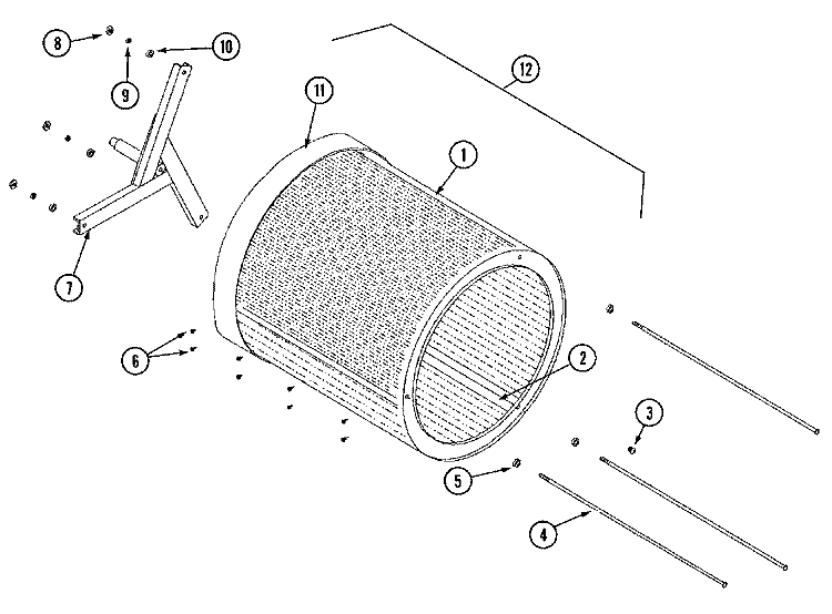 TUMBLER AND SUPPORT ASSEMBLY Diagram and Parts List for MLG32PDAWW  Maytag Dryer