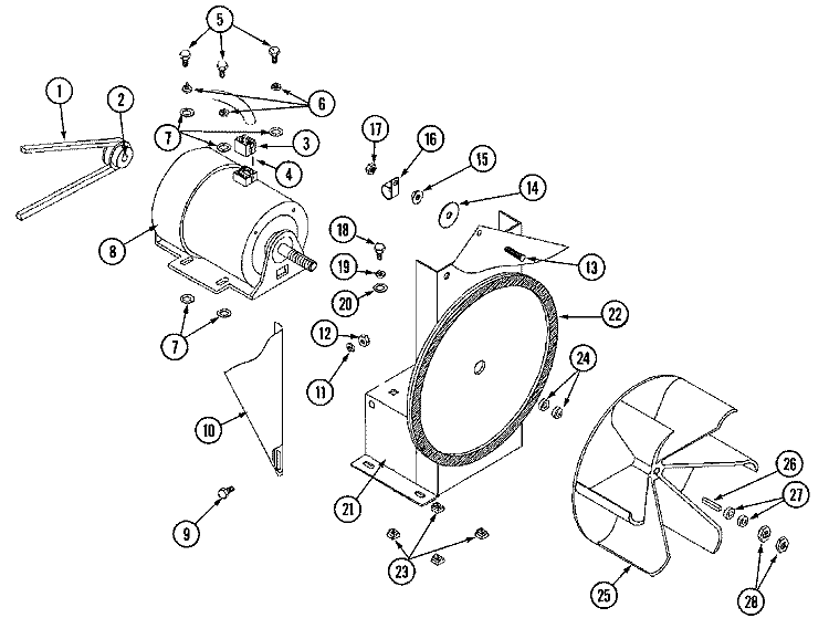 MOTOR AND MOUNT ASSEMBLY Diagram and Parts List for MLG32PDAWW  Maytag Dryer