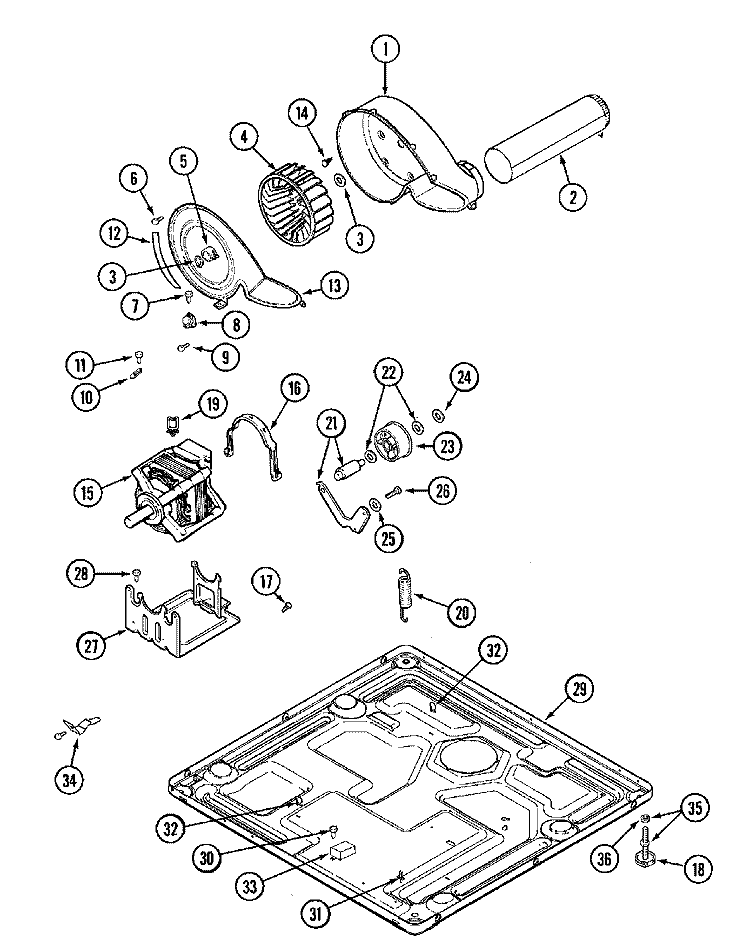 MOTOR DRIVE Diagram and Parts List for MLG23PDAGW  Maytag Dryer