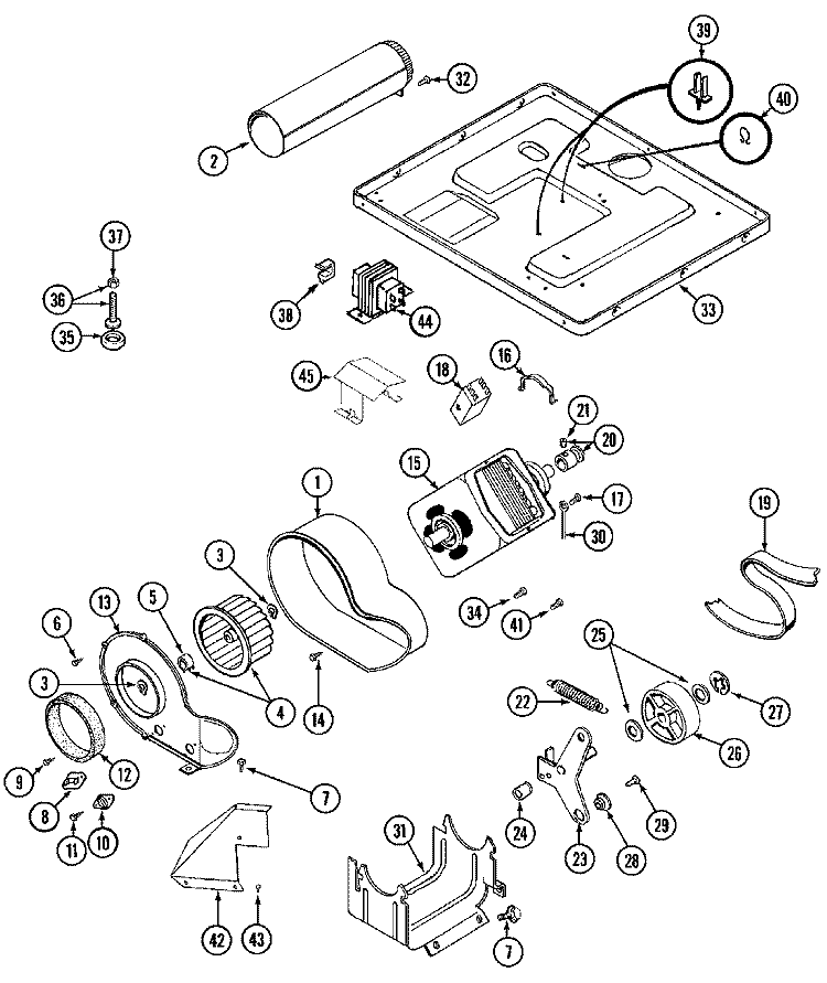 MOTOR DRIVE Diagram and Parts List for MDE11PDAEW  Maytag Dryer