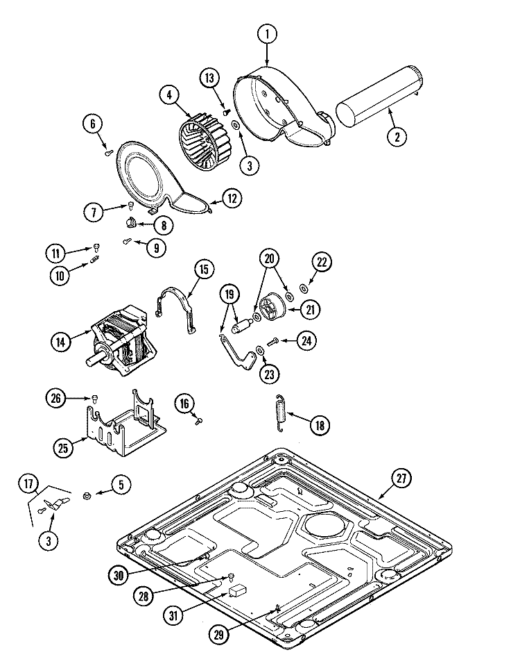 MOTOR DRIVE (DRYER) Diagram and Parts List for MLG19PDDGW  Maytag Dryer