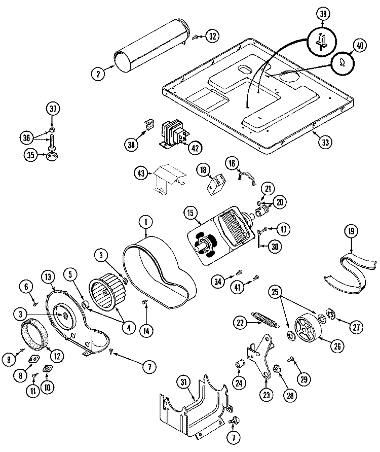MOTOR DRIVE Diagram and Parts List for MDG11PDAAW  Maytag Dryer