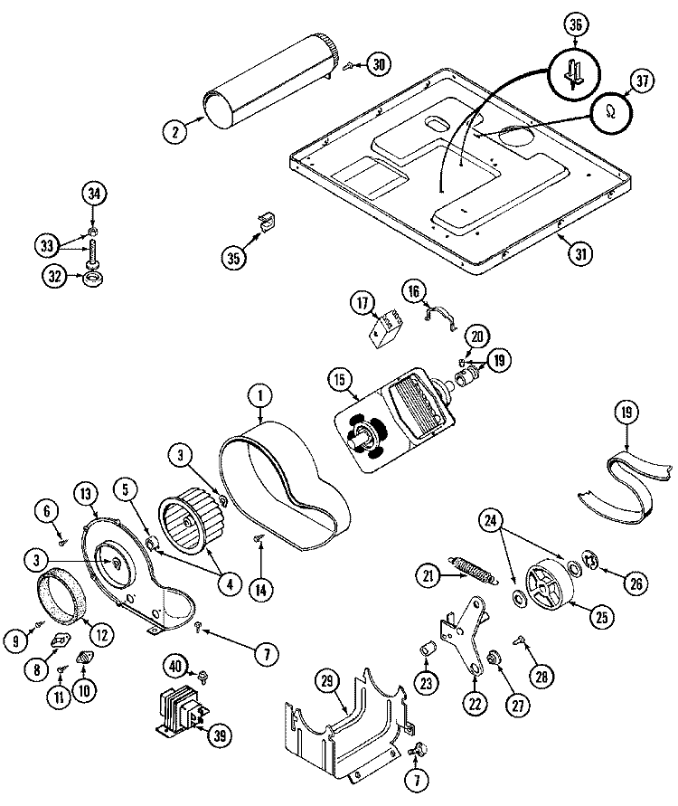 MOTOR DRIVE Diagram and Parts List for MDE12PSADW  Maytag Dryer