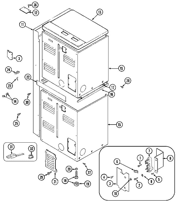 REAR Diagram and Parts List for MDE13CSAKL  Maytag Dryer