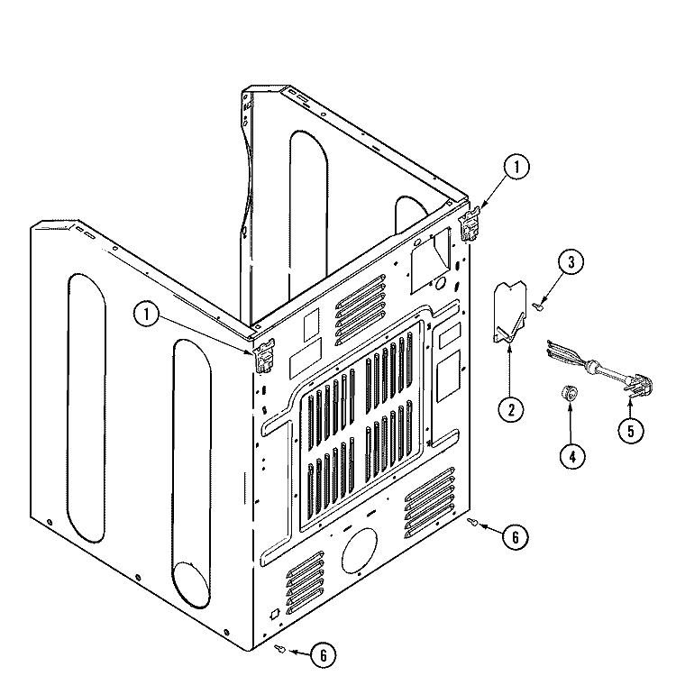 CABINET - REAR Diagram and Parts List for MDE16CSDGW  Maytag Dryer
