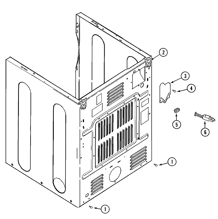 CABINET - REAR Diagram and Parts List for MDE16PDDGW  Maytag Dryer