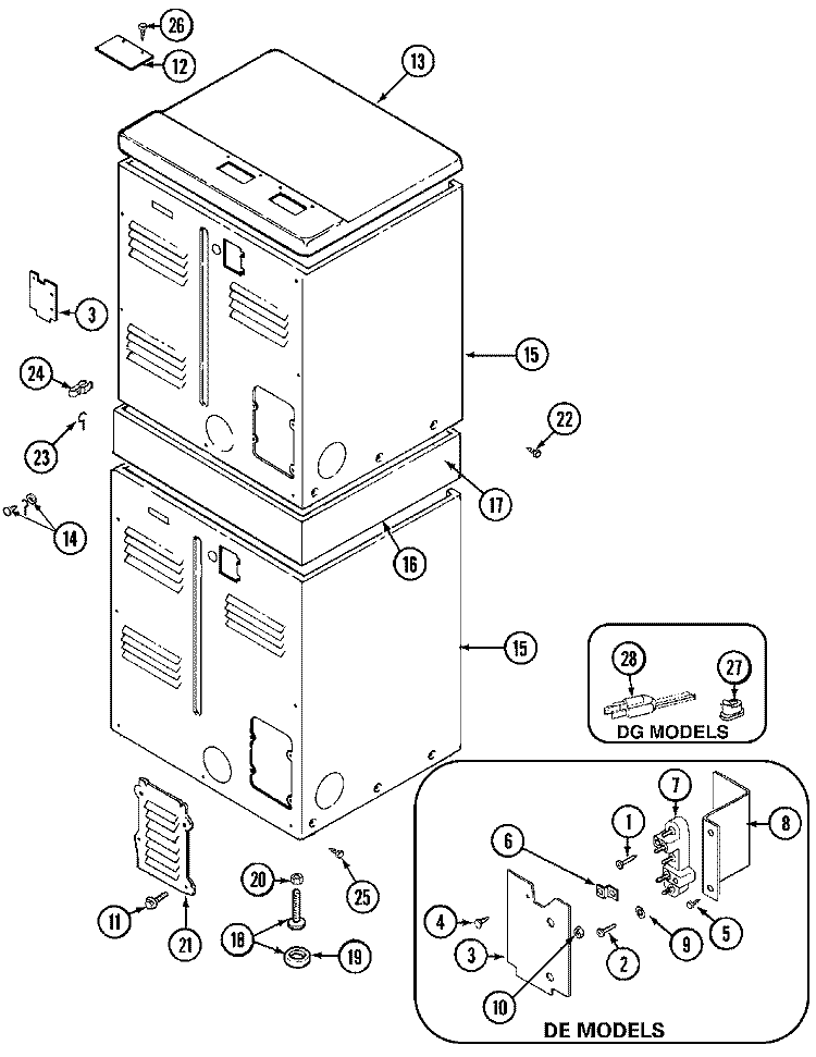 REAR Diagram and Parts List for MDE13PRBCW  Maytag Dryer