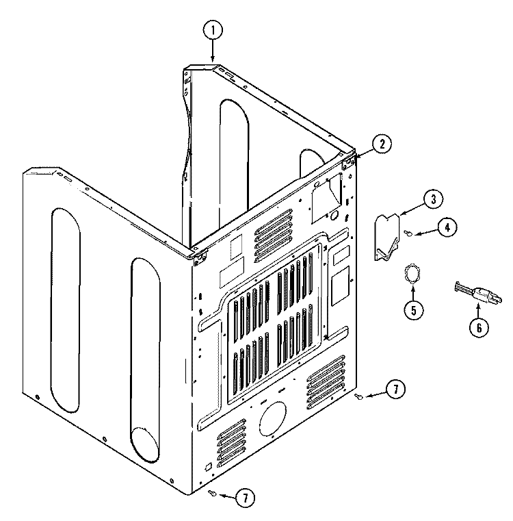 CABINET - REAR Diagram and Parts List for MDE14PDADW  Maytag Dryer
