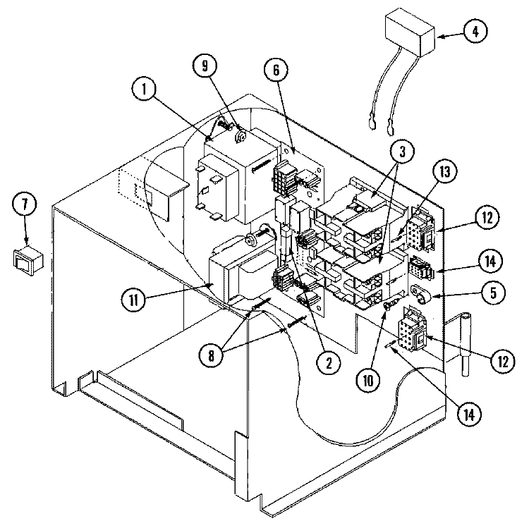 CONTROL BOX ASSEMBLY Diagram and Parts List for MLG32PDAWW  Maytag Dryer