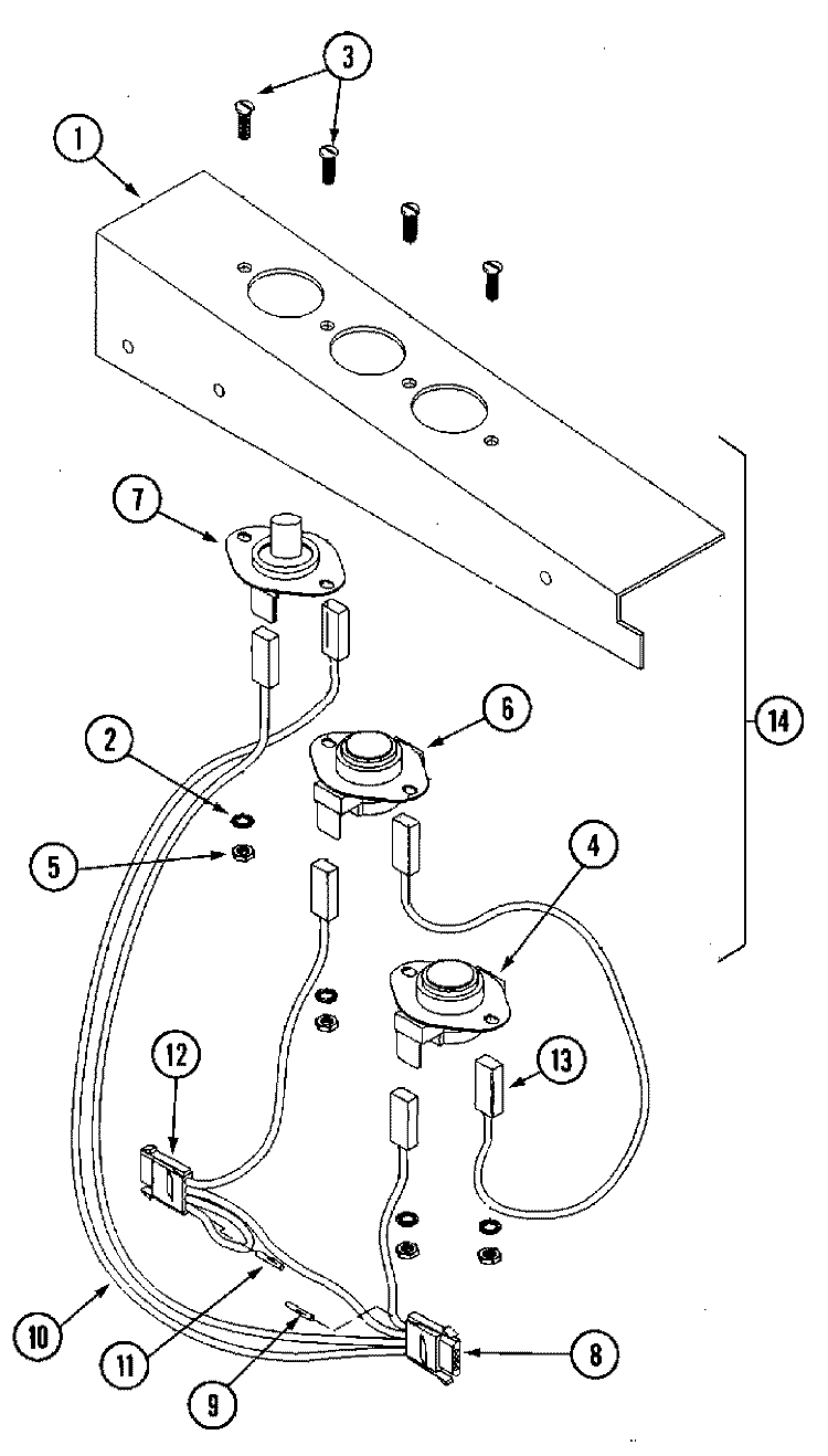 TEMP. SENSOR BRKT. ASSEMBLY (MLG32PDAWx) Diagram and Parts List for MLG32PDAWW  Maytag Dryer