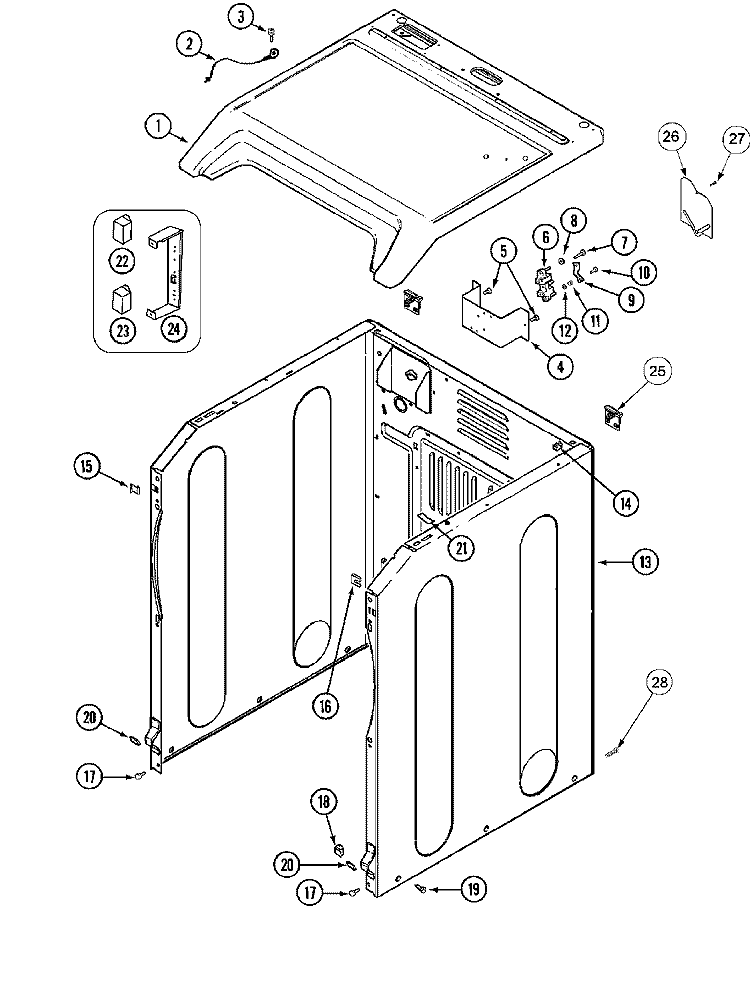 CABINET FRONT Diagram and Parts List for MDG21PDAGW  Maytag Dryer