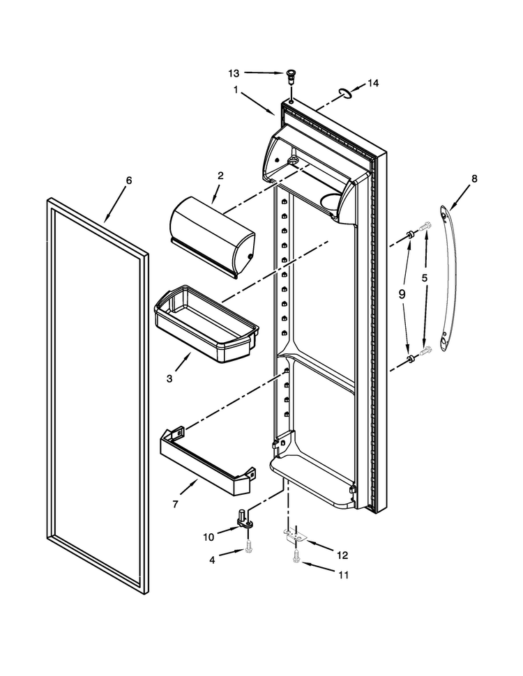 Refrigerator Door Parts Diagram and Parts List for ASD2526VES00  Amana Refrigerator