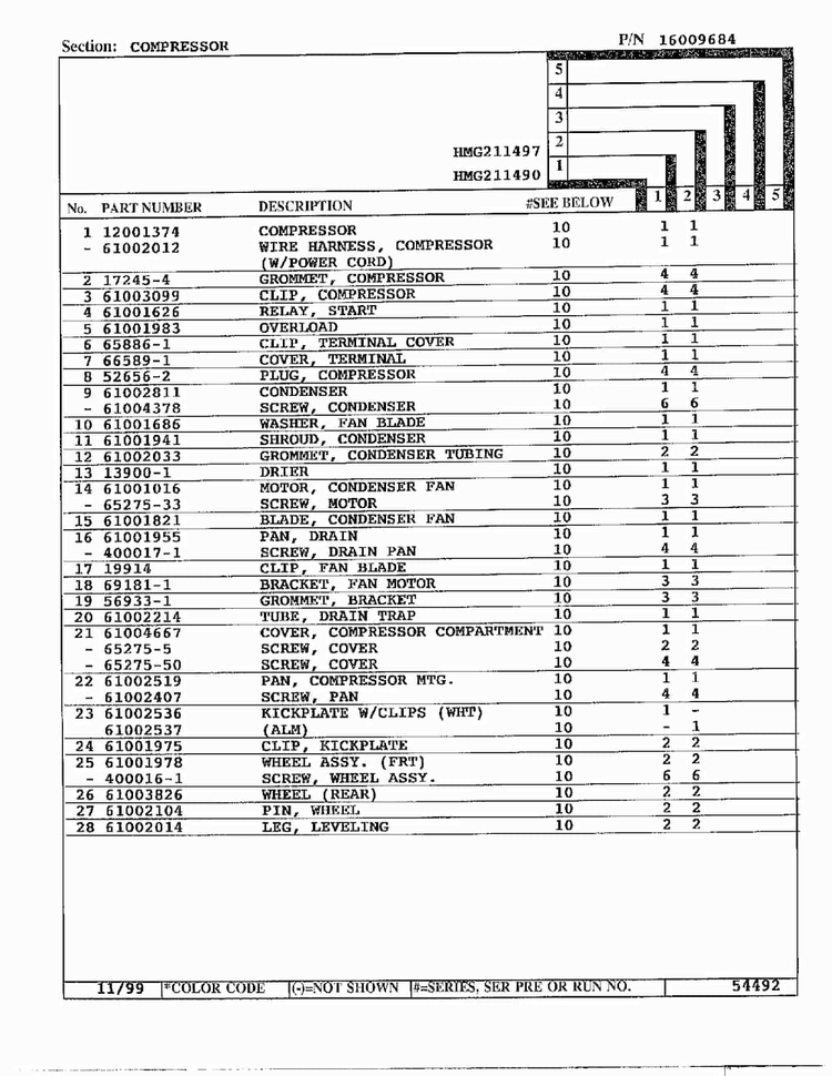 Compressor Page 2 Diagram and Parts List for HMG211490  Admiral Refrigerator