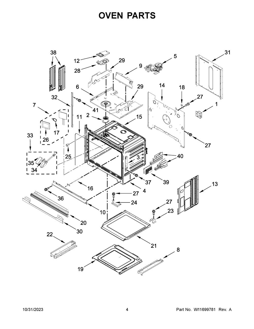 Oven Parts Diagram and Parts List for JMW3430LL03  Jenn-Air Microwave Oven Combo