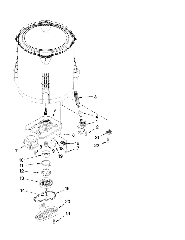 Gearcase, Motor And Pump Parts Diagram and Parts List for CAW9444XQ1  Crosley Washer