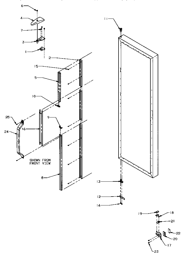 Door Hinge & Trim Diagram and Parts List for SZD25S5W-P1190415WW  Amana Refrigerator