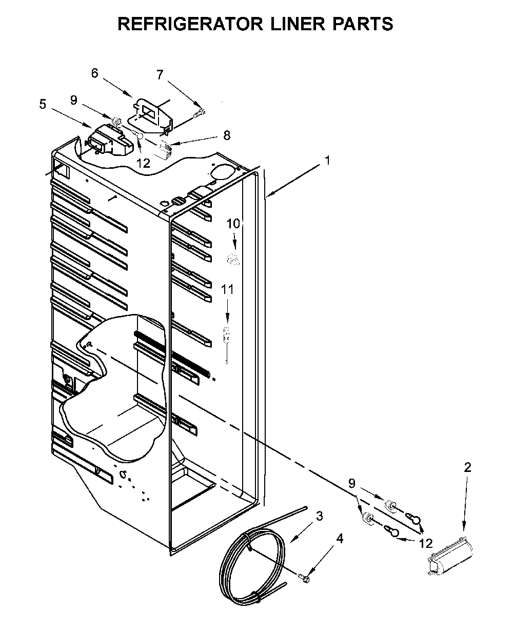 Refrigerator Liner Parts Diagram and Parts List for 1064651335710  Kenmore Refrigerator
