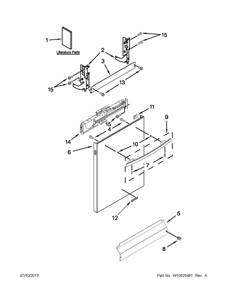 Door Panel Parts Diagram and Parts List for JDB8000AWB2  Jenn-Air Dishwasher