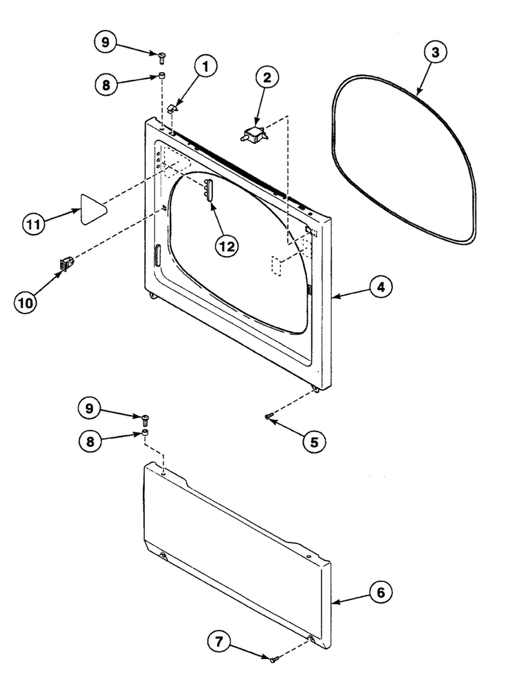 Front Panel Diagram and Parts List for SSE907LF1500  Speed Queen Dryer