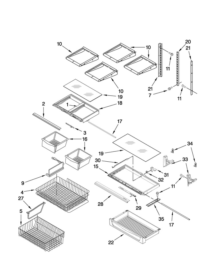 Shelf Parts Diagram and Parts List for ABB2227VEB1  Amana Refrigerator