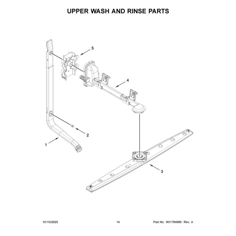 Upper Wash And Rinse Parts Diagram and Parts List for ADFS2524RZ0  Amana Dishwasher