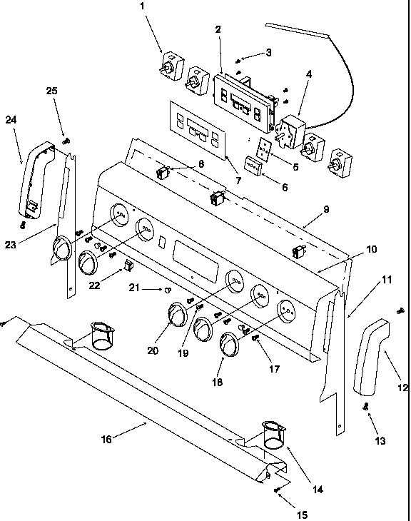 Backguard Diagram and Parts List for ART6110E-P1143424NE  Amana Range