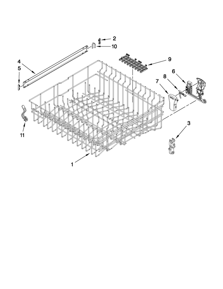 Upper Rack And Track Parts Diagram and Parts List for MDB8959AWB7  Maytag Dishwasher