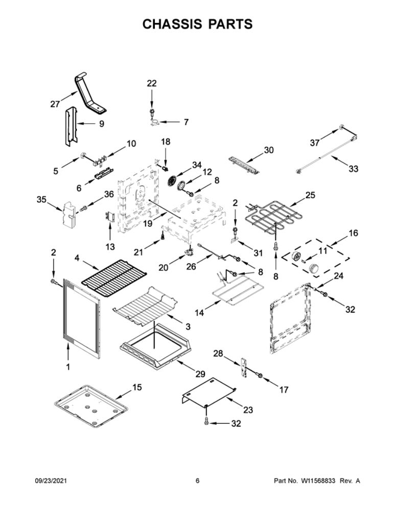 Chassis Parts Diagram and Parts List for YMER8800FW4  Maytag Range