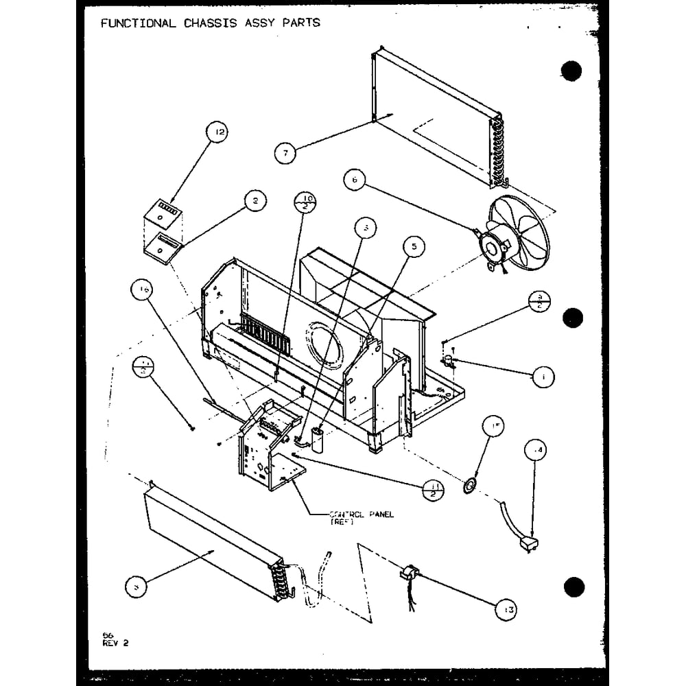 Functional Chassis Assy Parts 4 Diagram and Parts List for PTC07300ER P9812501R Amana Air Conditioner