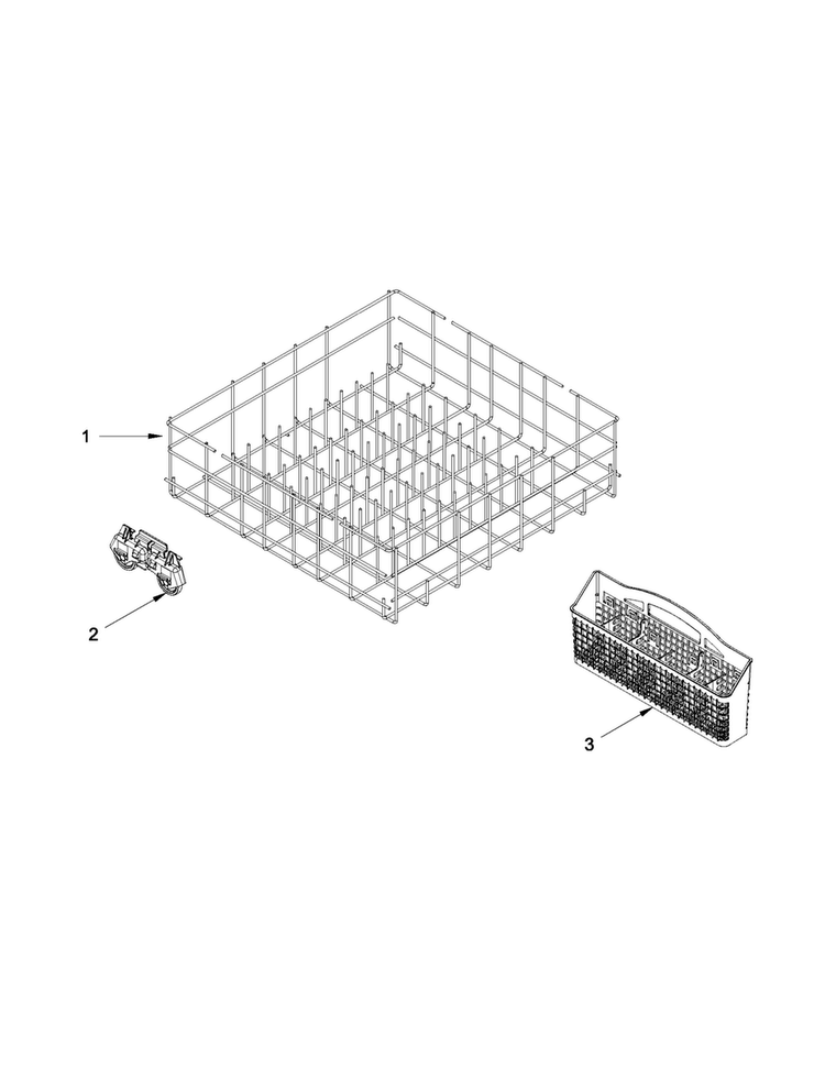 Lower Rack Parts Diagram and Parts List for MDB4709PAB2  Maytag Dishwasher