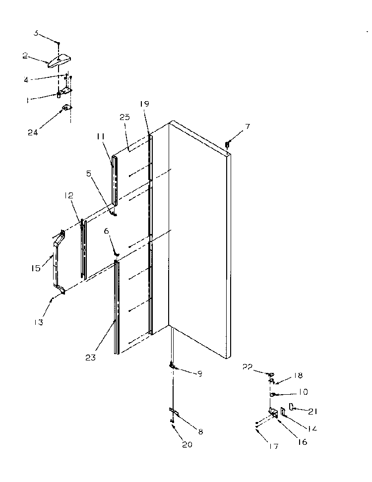 Refrigerator Door Hinge And Trim Parts Diagram and Parts List for SRD325S5W-P1199401WW  Amana Refrigerator